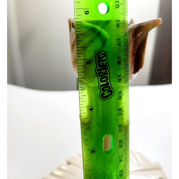 Vintage Beige and Brown Onyx Tulip Flower Candlestick Holder with Leaf Base - Picture 10 of 10